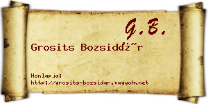 Grosits Bozsidár névjegykártya